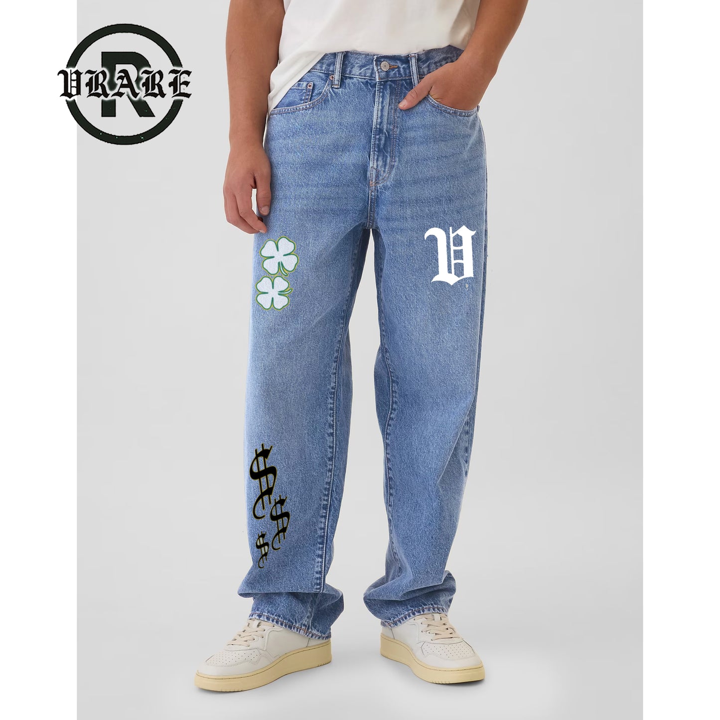 !NEW! - Sun fade raw hem denim jeans "stoner pants"