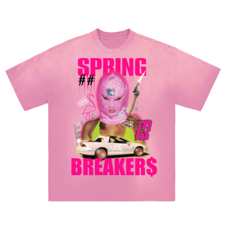 "Spring Breaker$" Pink vintage wash/distressed oversize