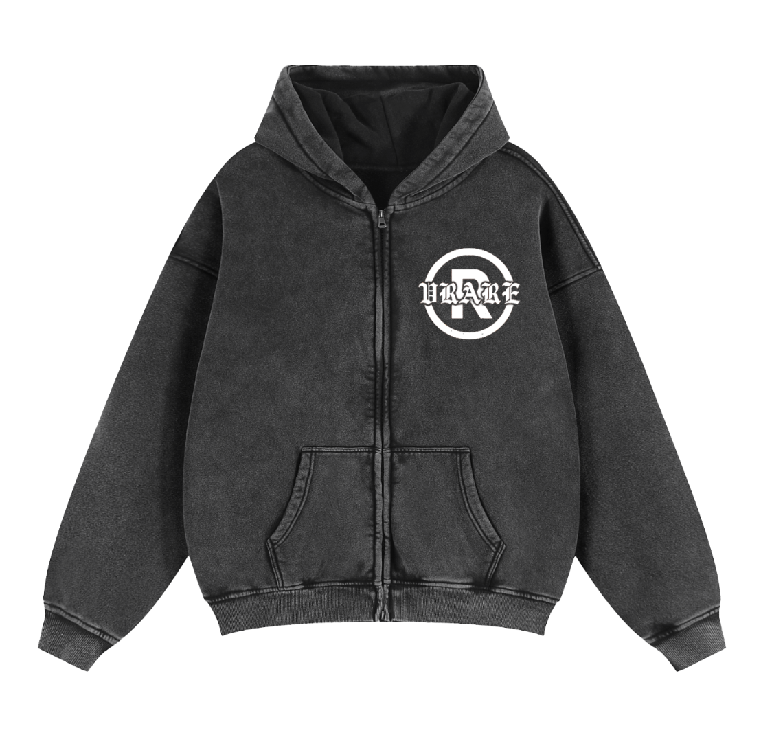 "Very Rare" - logo essential zip up hoodie - Heavy Wool inside