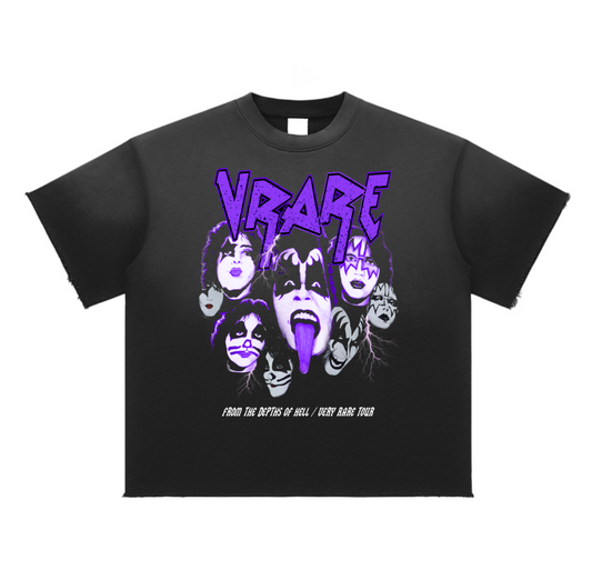 "Depths of Hell" - KI$$ band - Sun Fade Raw Edge heavy crew T-Shirt