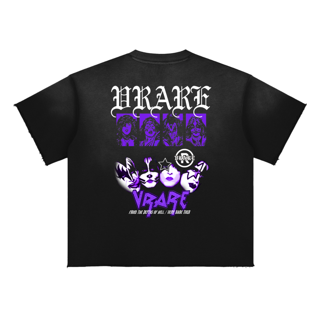 "Depths of Hell" - KI$$ band - Sun Fade Raw Edge heavy crew T-Shirt