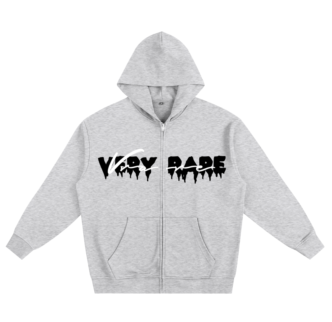 Very Rare Script - Zip up hoodie Light grey