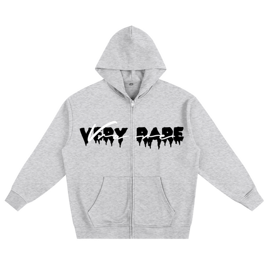 Very Rare Script - Zip up hoodie Light grey