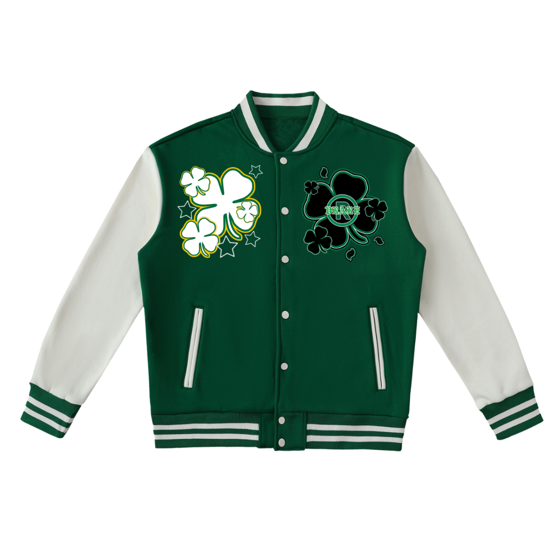 Four Leaf Clover - Varsity Jacket "rare to find, lucky to have"