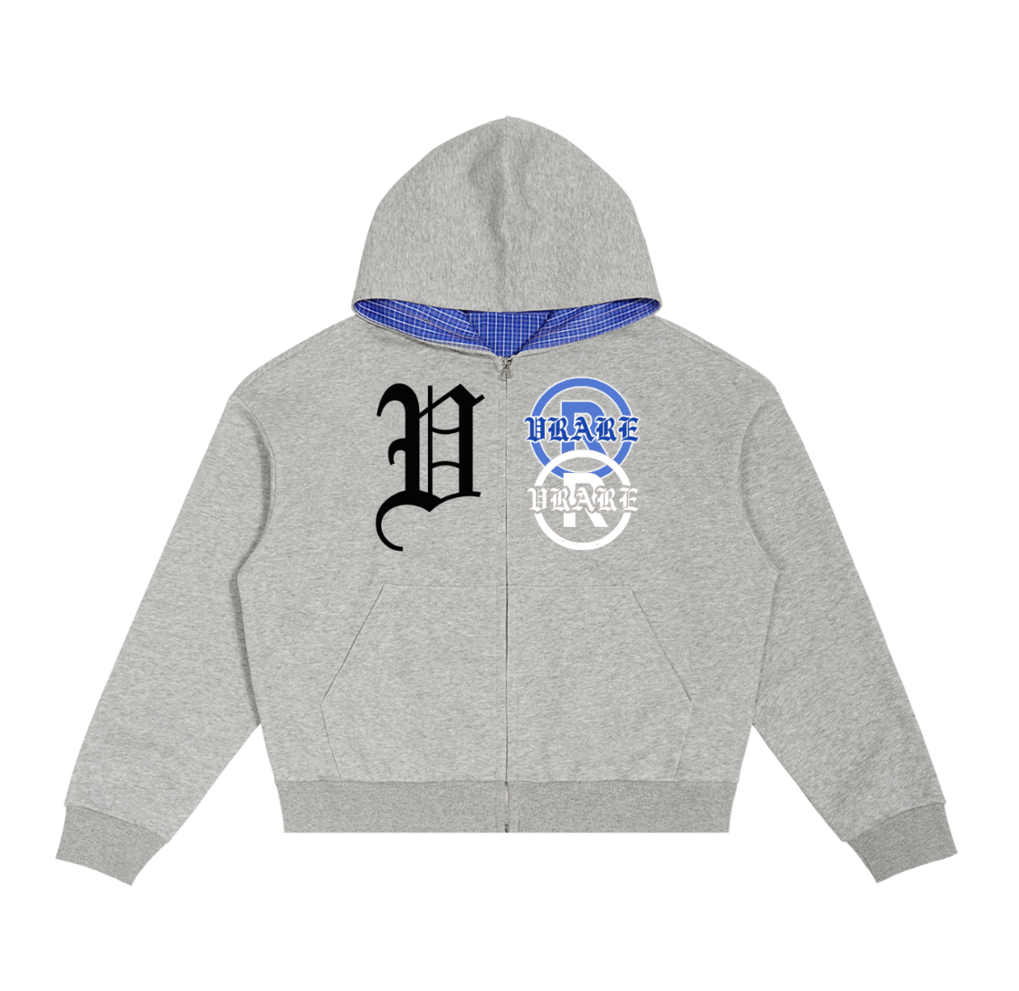 !NEW! - VRARE Plaid PJ Boxy Zip grey Hoodie (tracksuit)