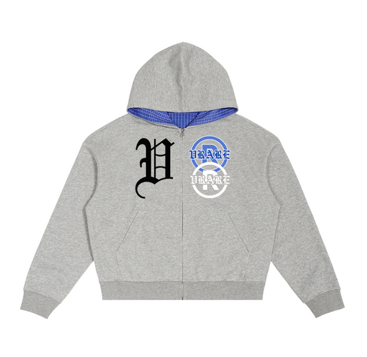 !NEW! - VRARE Plaid PJ Boxy Zip grey Hoodie (tracksuit)
