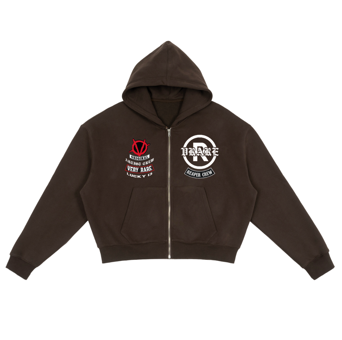 !NEW! - Biker brown Fleece Zip-up boxy hoodie