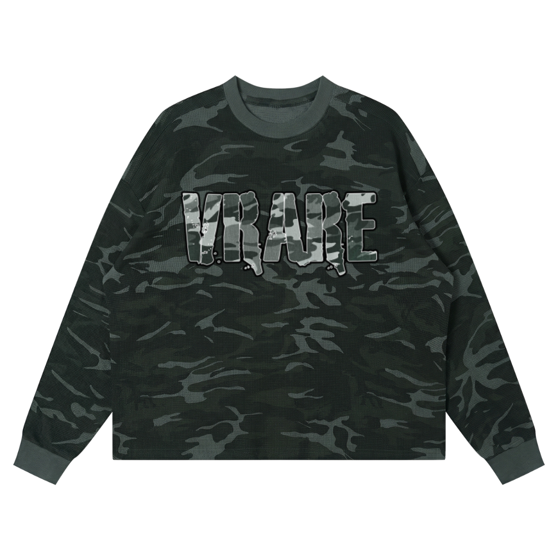 Swamp Marsh Camo - Waffle Boxy Long Sleeve Shirt
