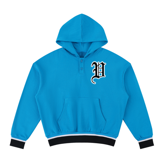 "Blue's-Clues"- Oversized colour block boxy Hoodie (button up hood/cropped)