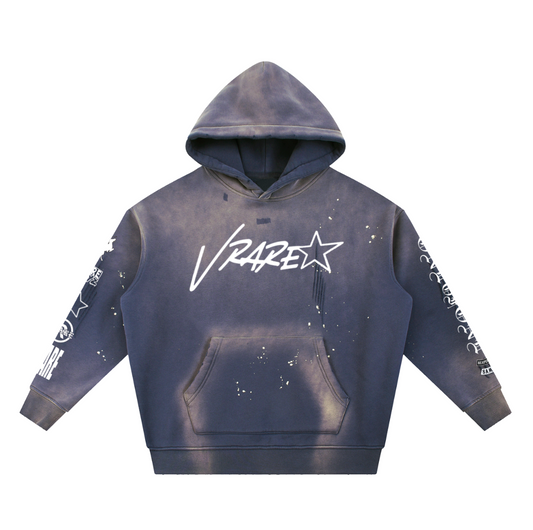 Starboy - Vintage purple acid washed frayed pullover hoodie