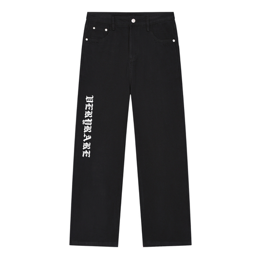 Vintage Wash Straight cut Leg  Script gothic comfy Jeans