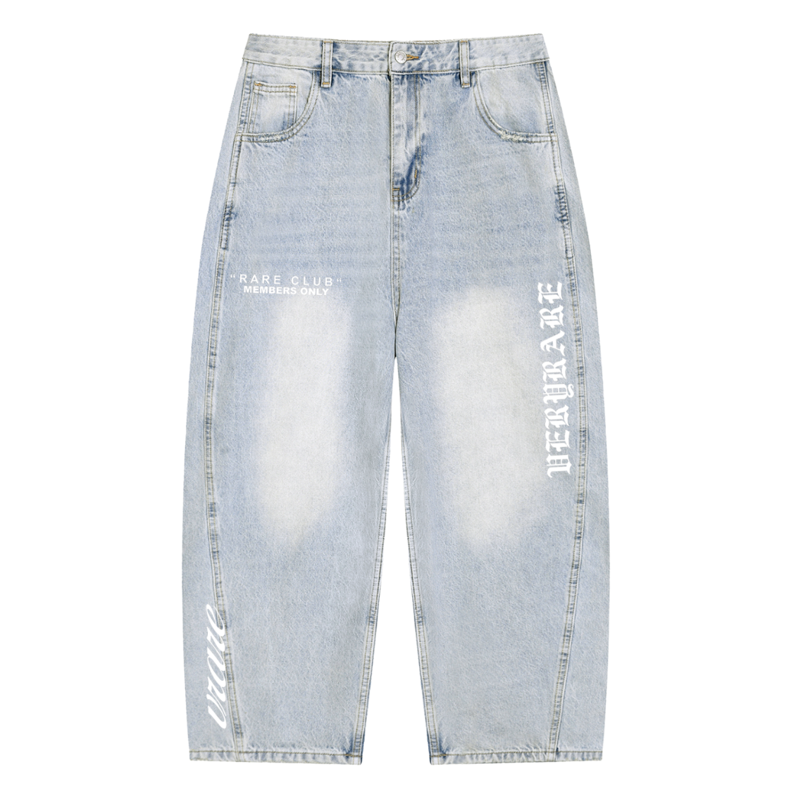 Vintage Wash Sun-fade wide Barrel Leg Jeans heavy weight