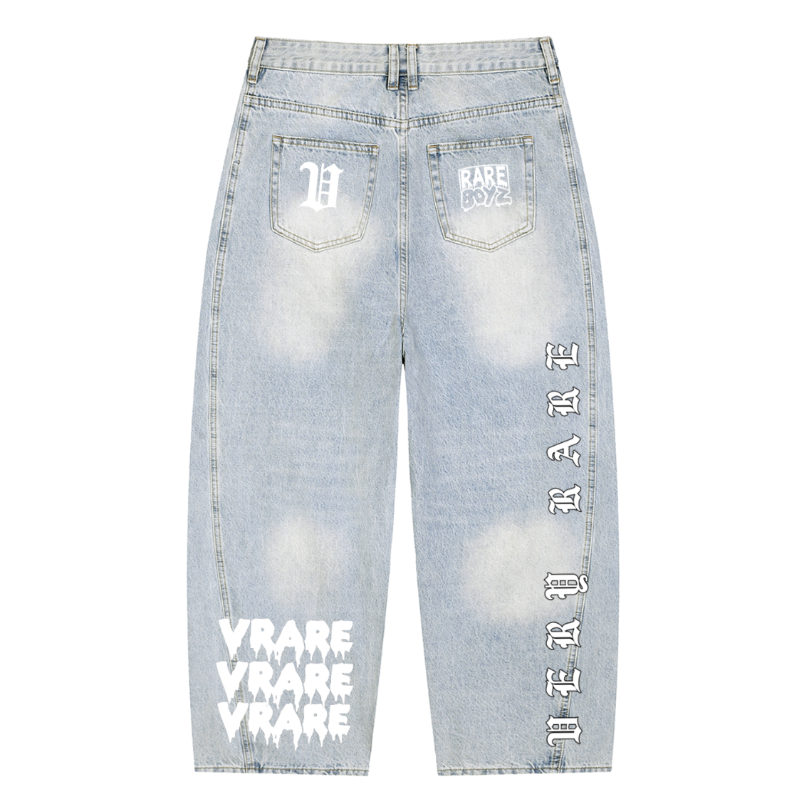 Vintage Wash Sun-fade wide Barrel Leg Jeans heavy weight
