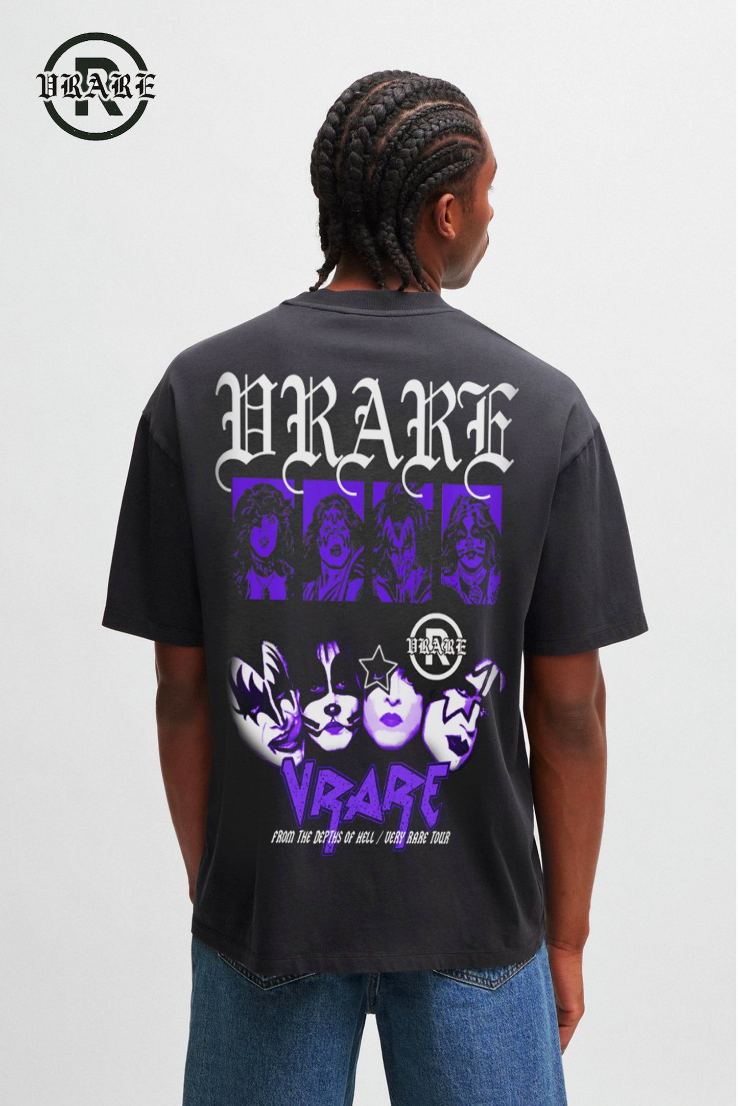 "Depths of Hell" - KI$$ band - Sun Fade Raw Edge heavy crew T-Shirt