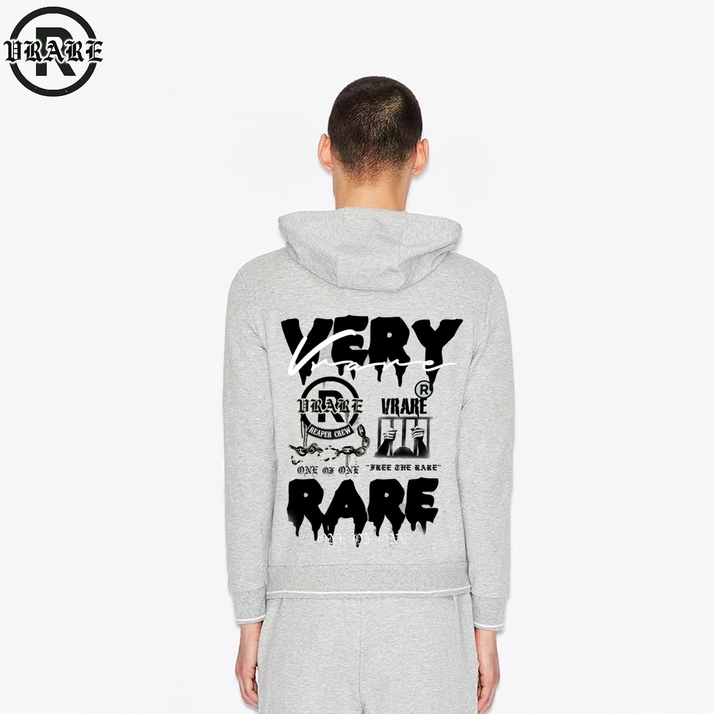 Very Rare Script - Zip up hoodie Light grey