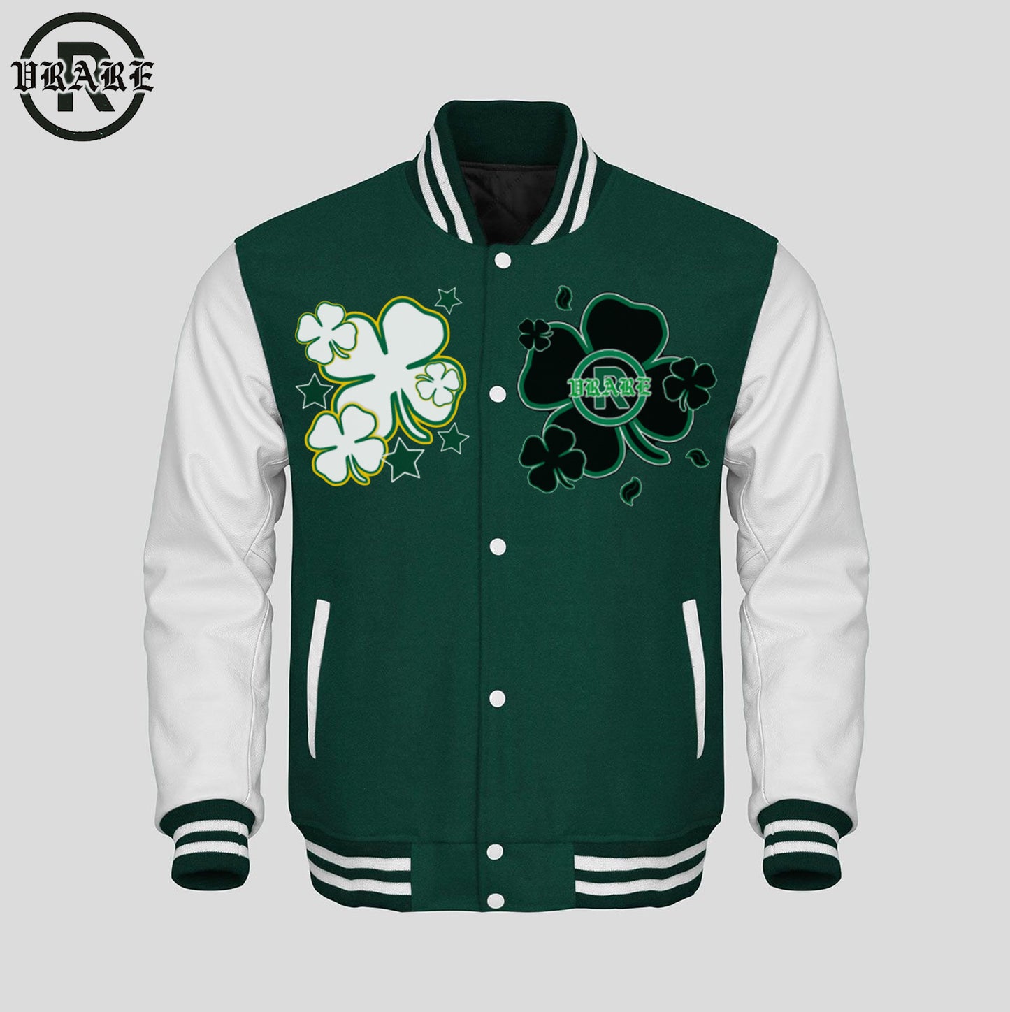 Four Leaf Clover - Varsity Jacket "rare to find, lucky to have"