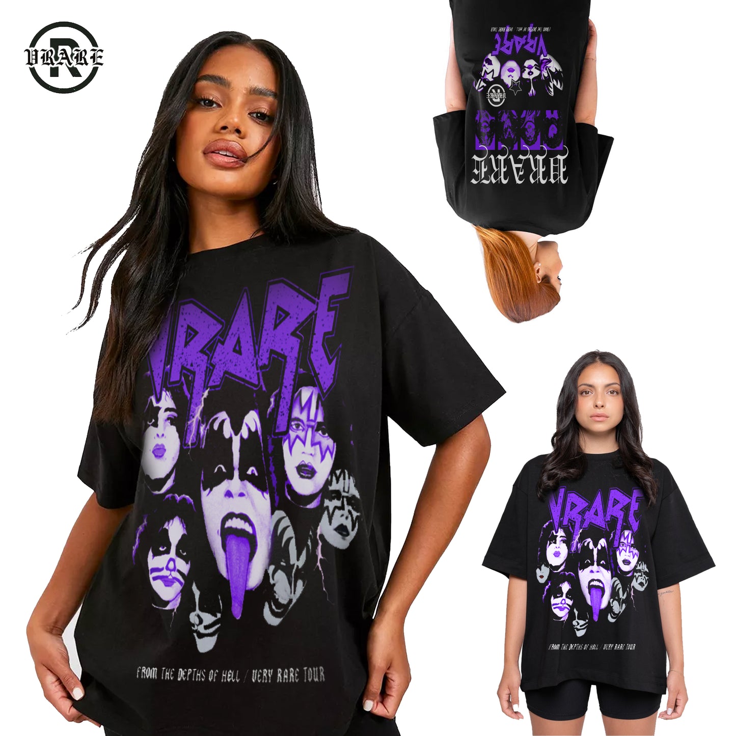 "Depths of Hell" - KI$$ band - Sun Fade Raw Edge heavy crew T-Shirt