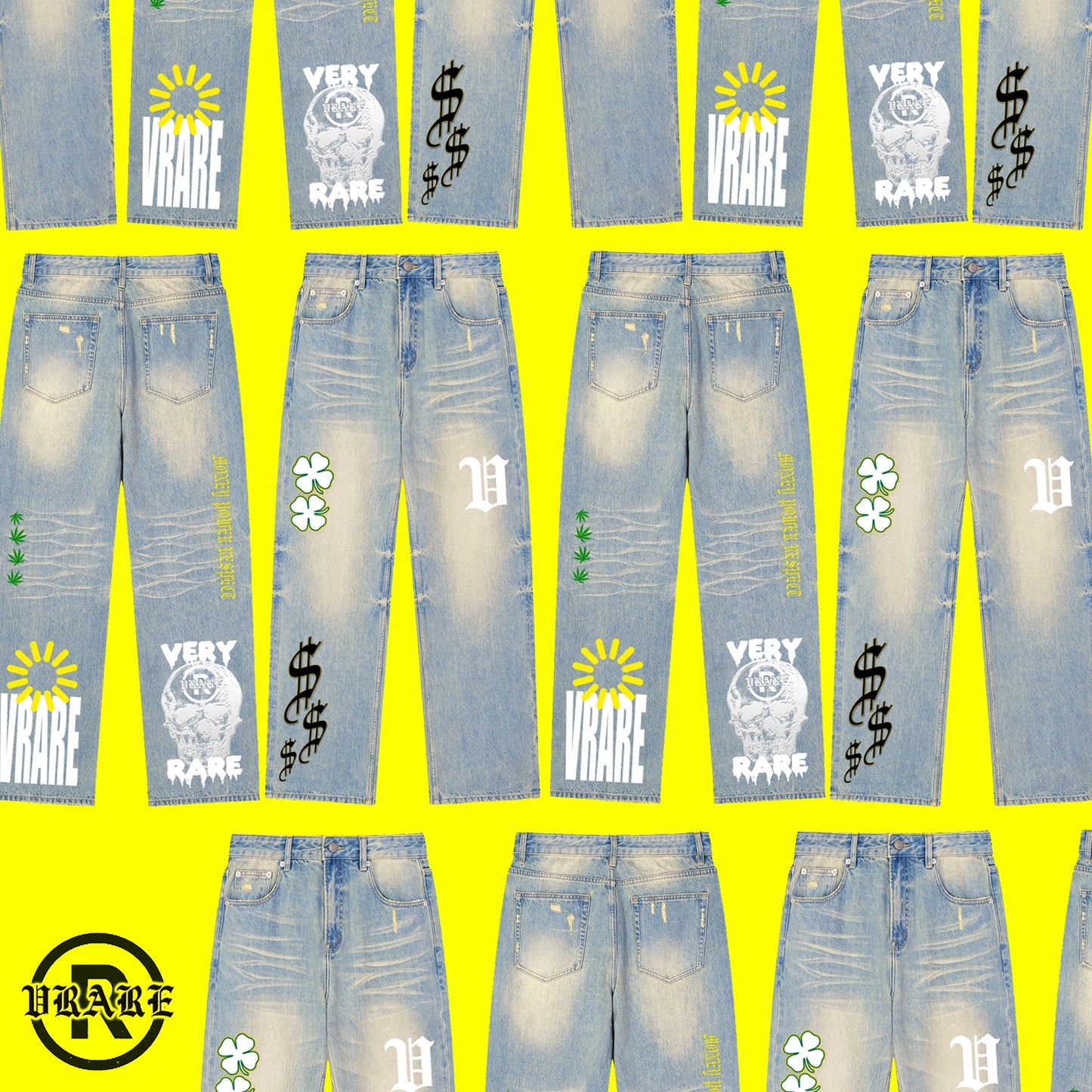!NEW! - Sun fade raw hem denim jeans "stoner pants"