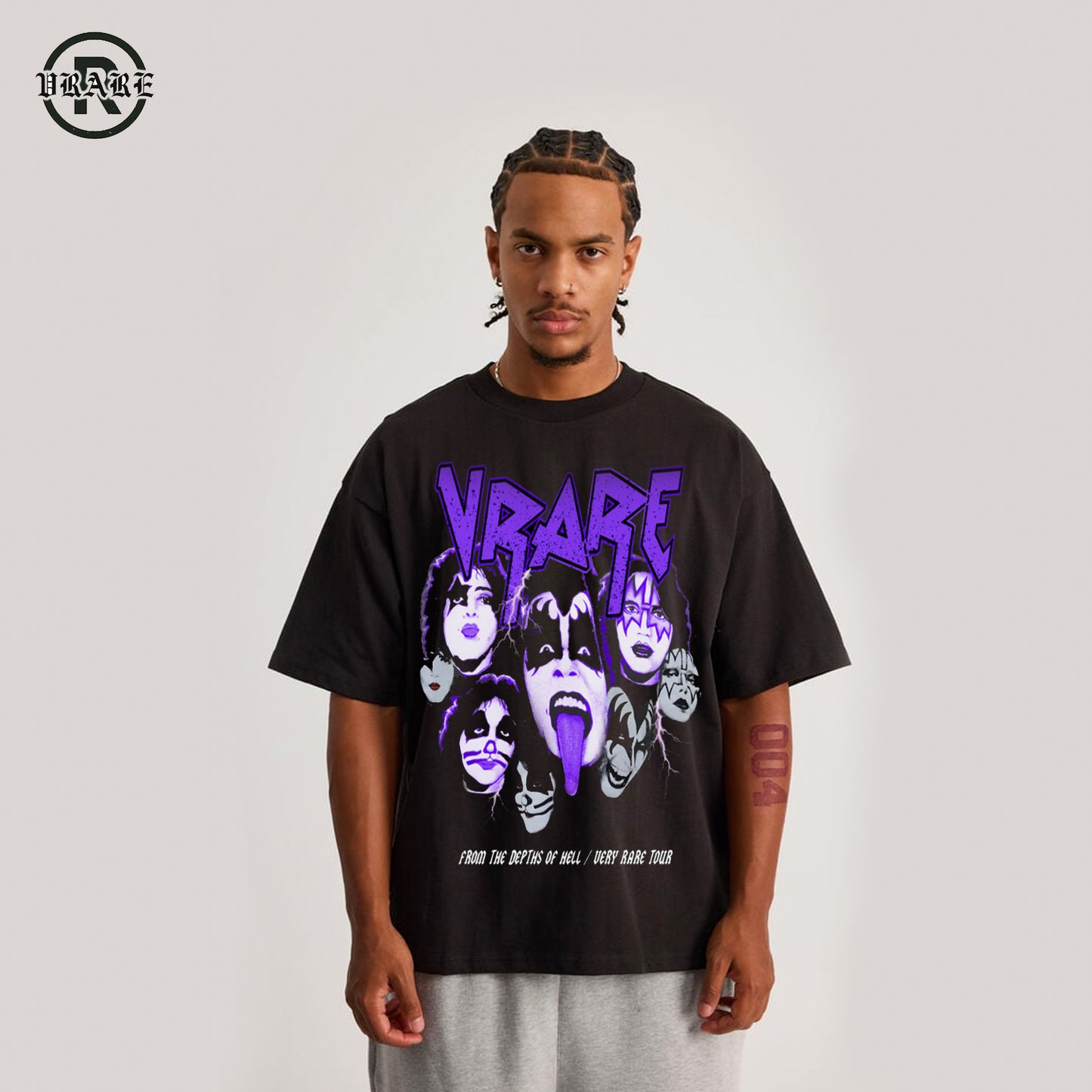"Depths of Hell" - KI$$ band - Sun Fade Raw Edge heavy crew T-Shirt