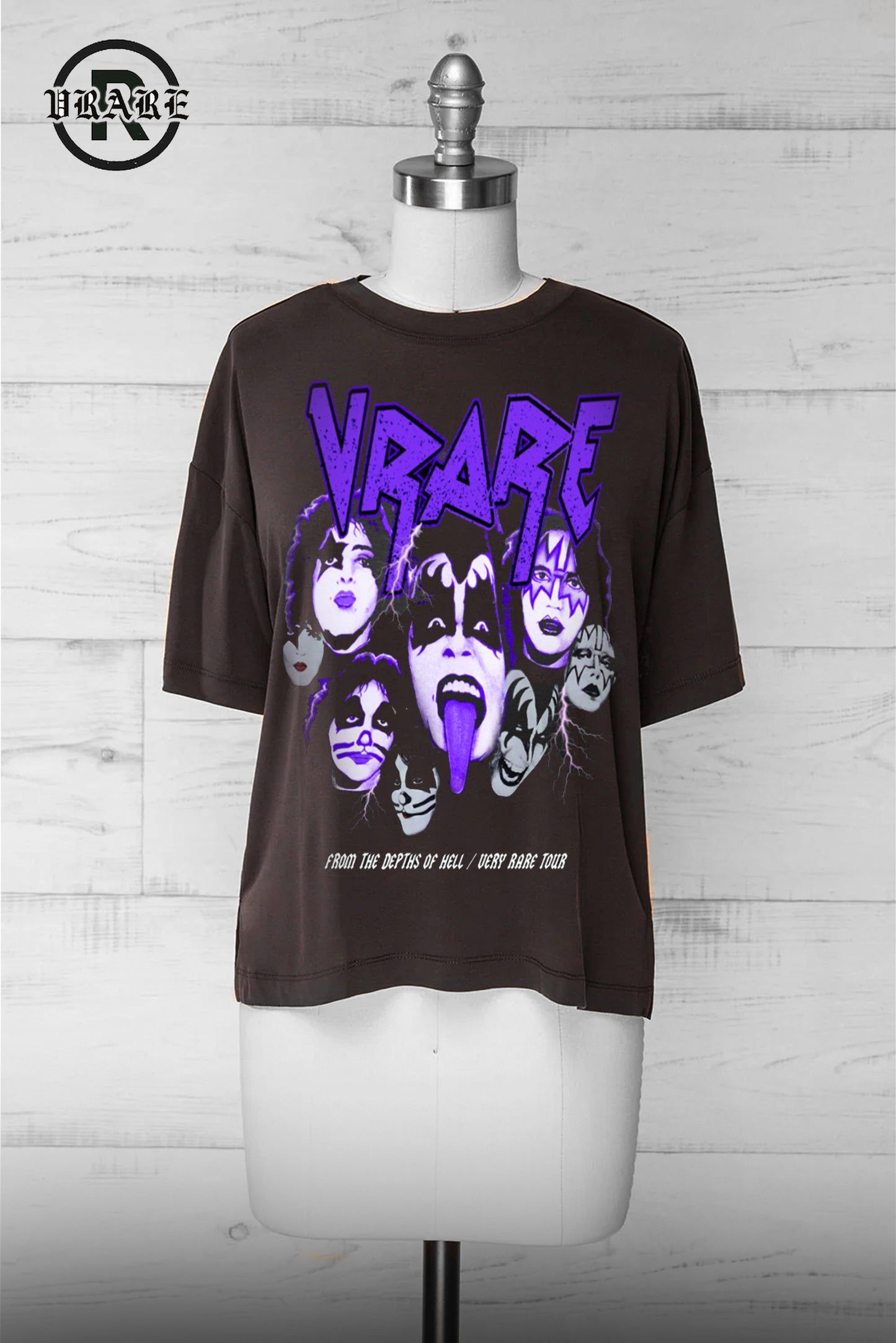 "Depths of Hell" - KI$$ band - Sun Fade Raw Edge heavy crew T-Shirt