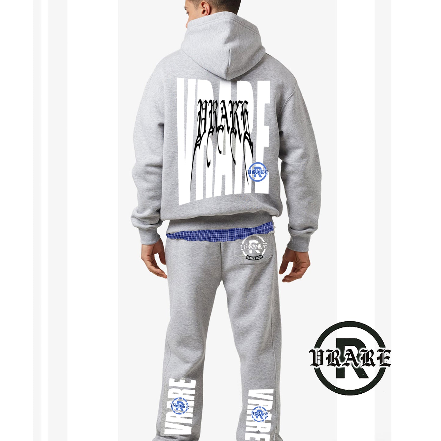 !NEW! - VRARE Plaid PJ Boxy Zip grey Hoodie (tracksuit)