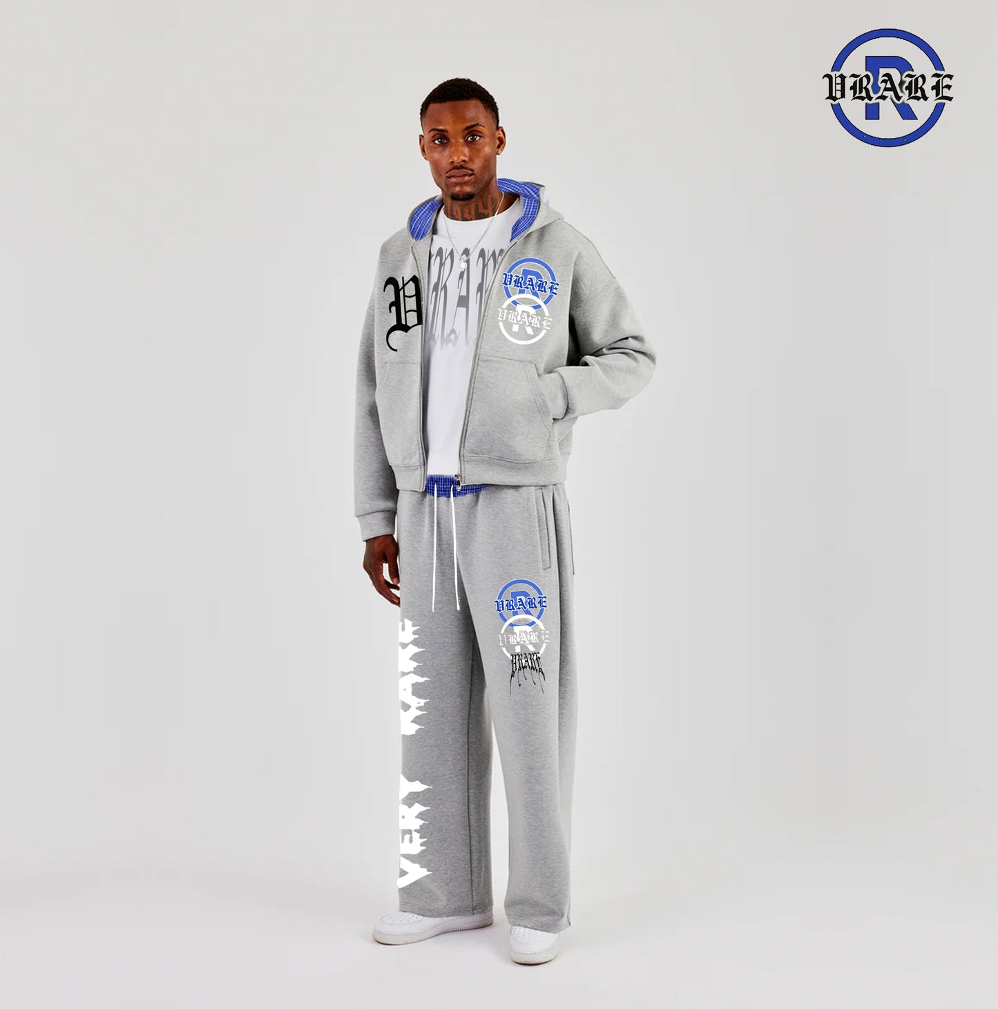 !NEW! - VRARE Plaid PJ Boxy Zip grey Hoodie (tracksuit)