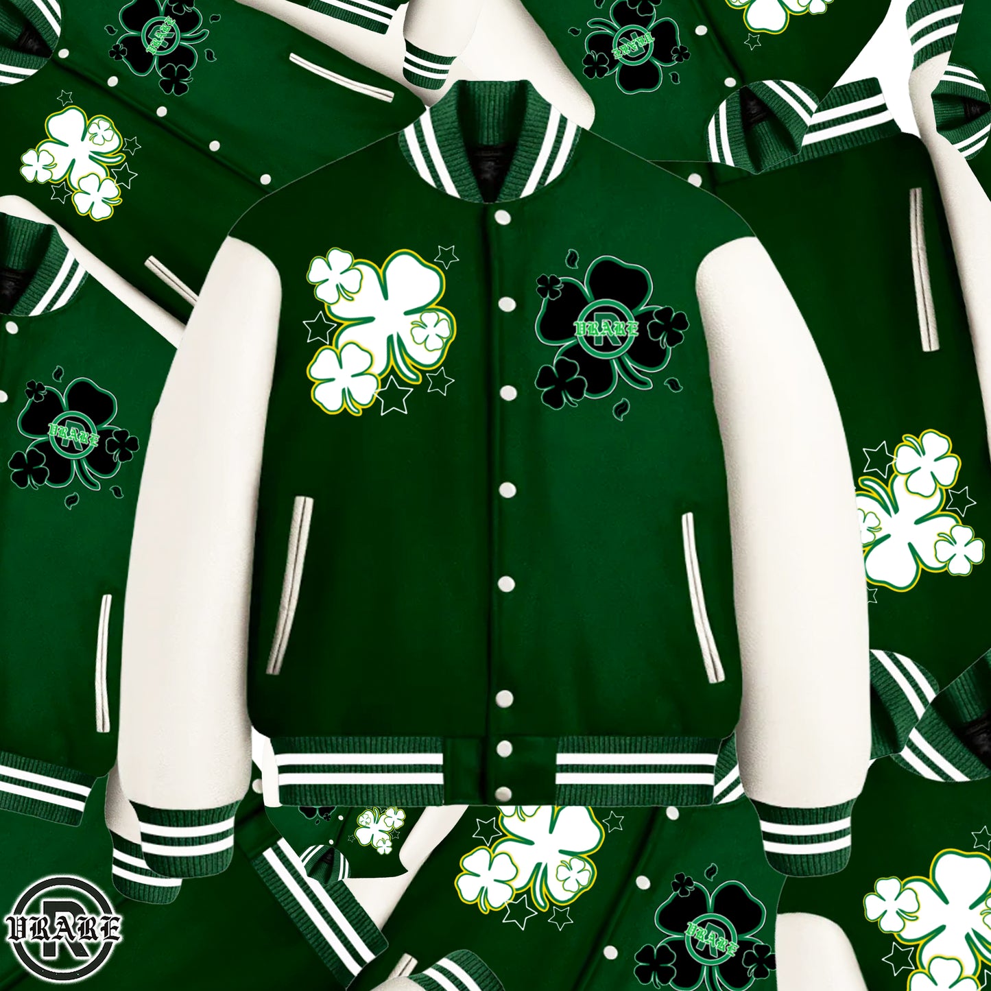Four Leaf Clover - Varsity Jacket "rare to find, lucky to have"