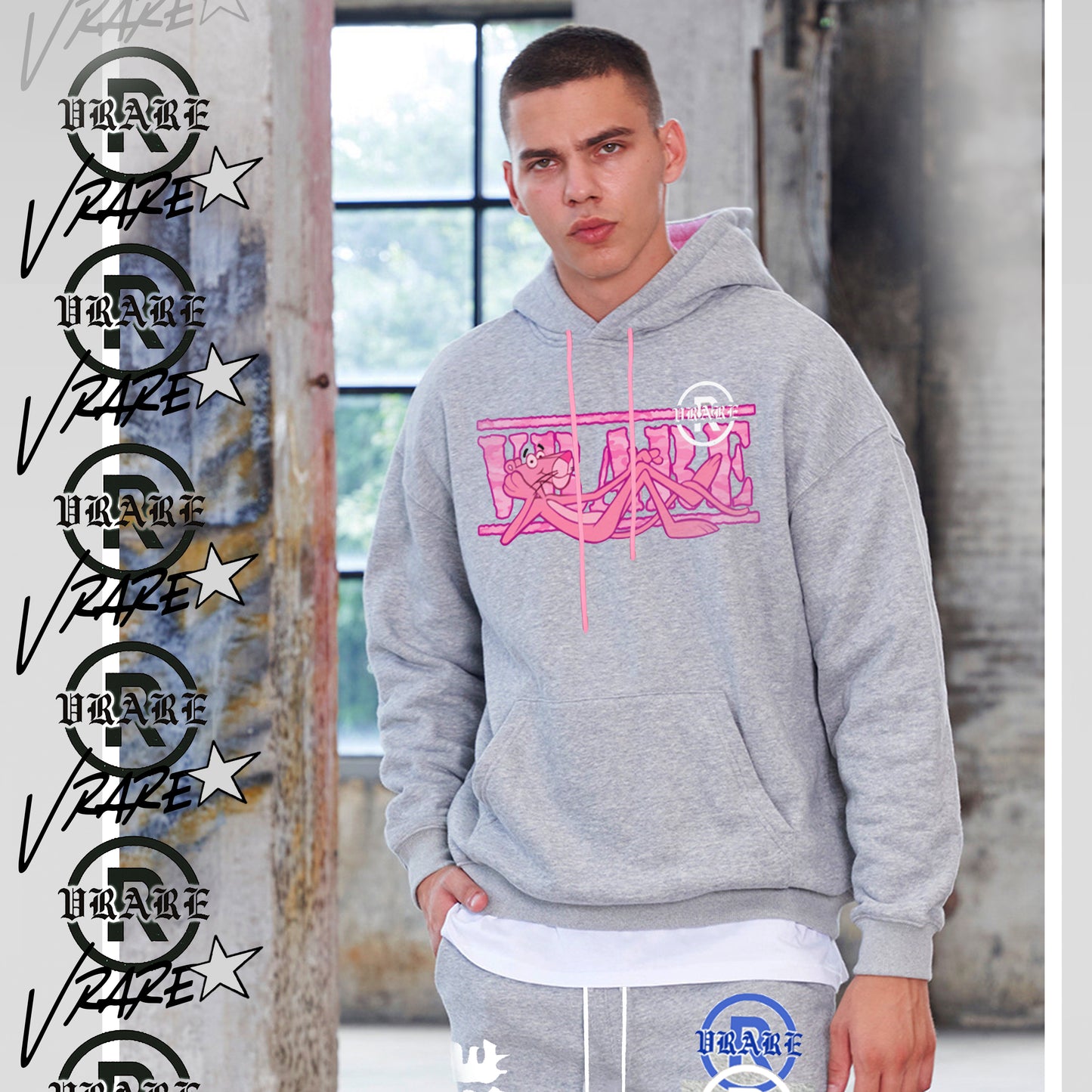 !NEW! - VRARE Box logo Pink contrast draw hoodie