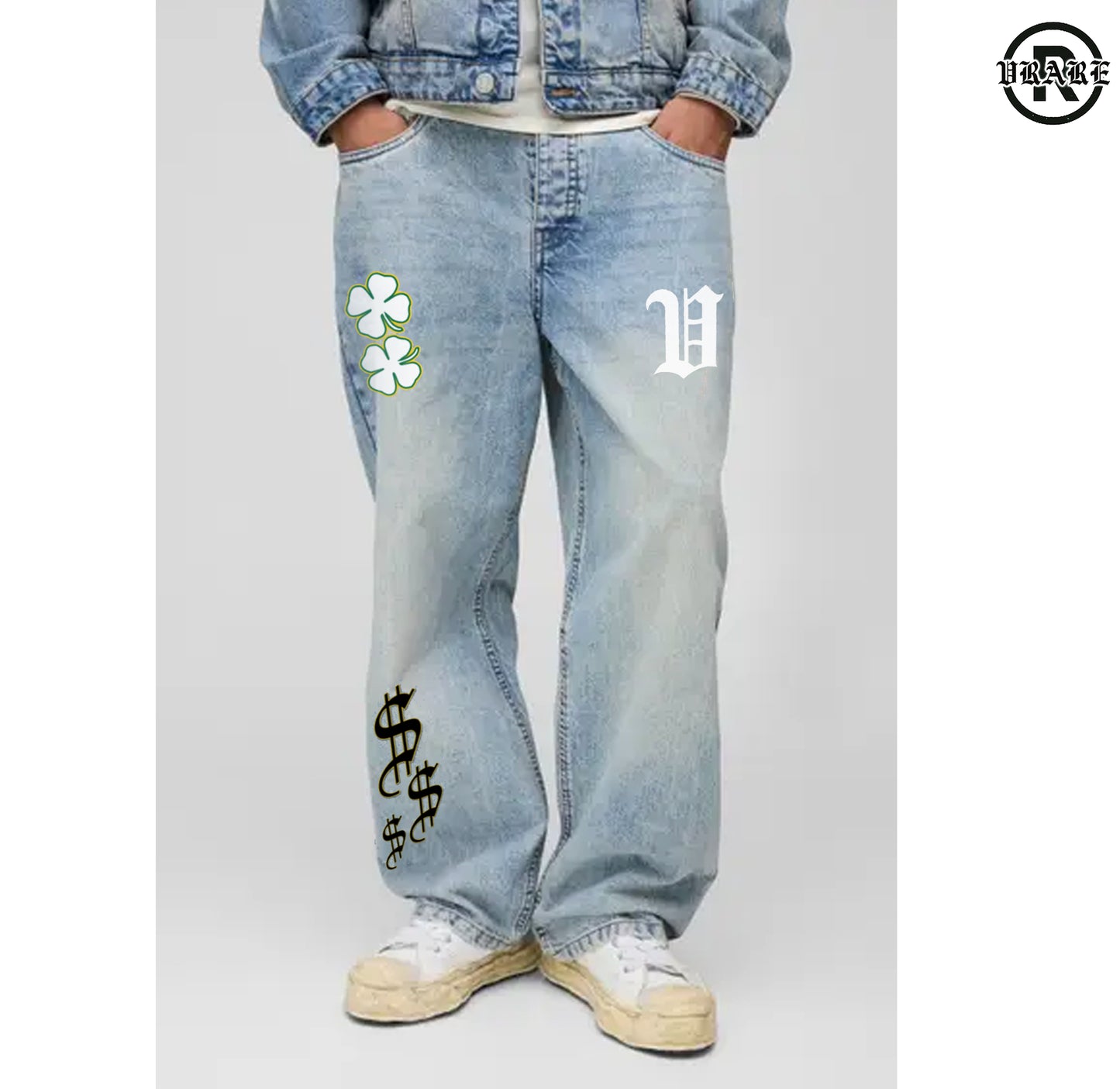 !NEW! - Sun fade raw hem denim jeans "stoner pants"