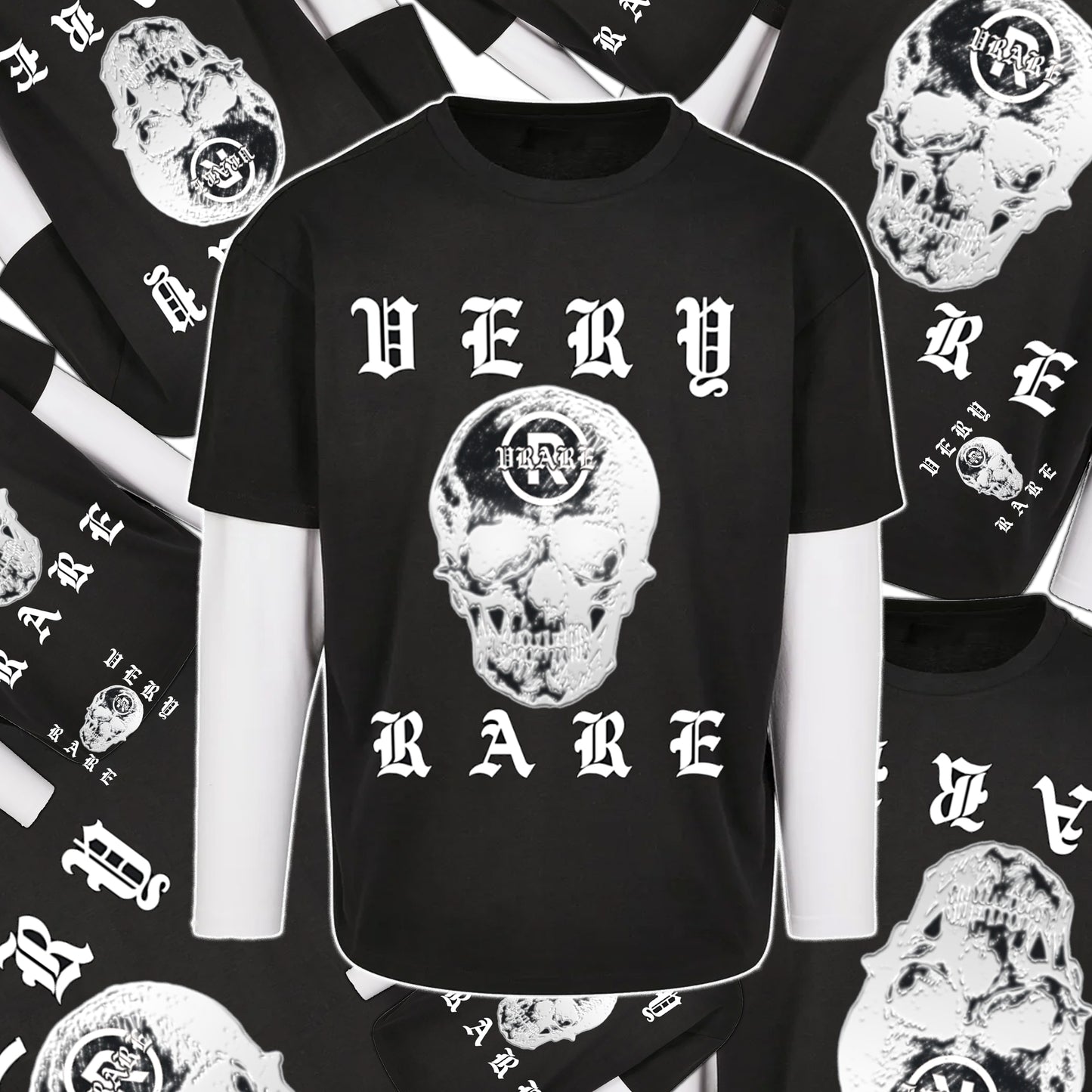 Very Rare Skull - Layered Contrast t-shirt /long sleeve
