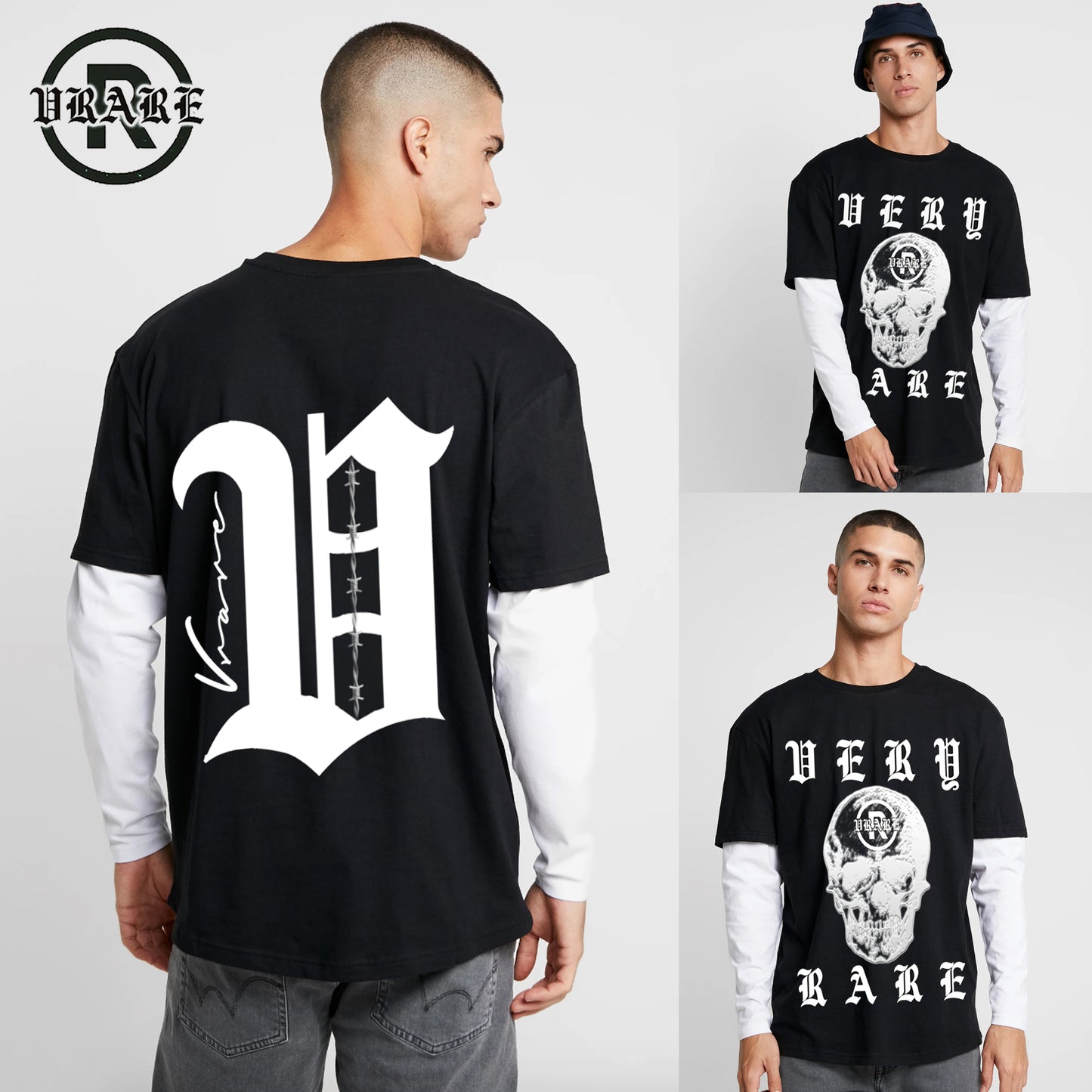 Very Rare Skull - Layered Contrast t-shirt /long sleeve