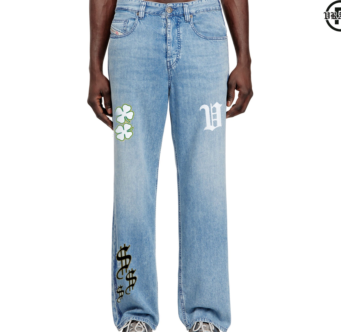 !NEW! - Sun fade raw hem denim jeans "stoner pants"