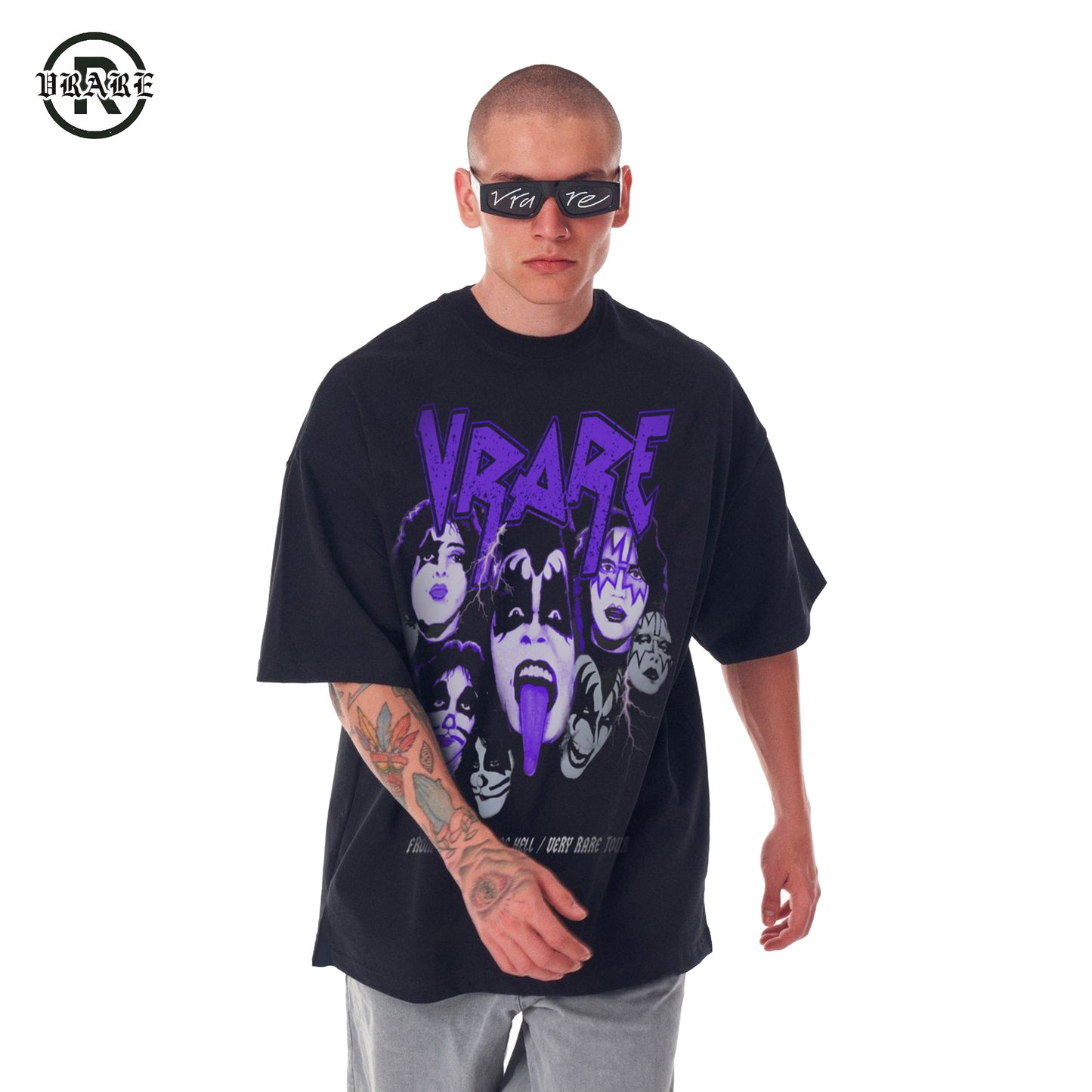 "Depths of Hell" - KI$$ band - Sun Fade Raw Edge heavy crew T-Shirt