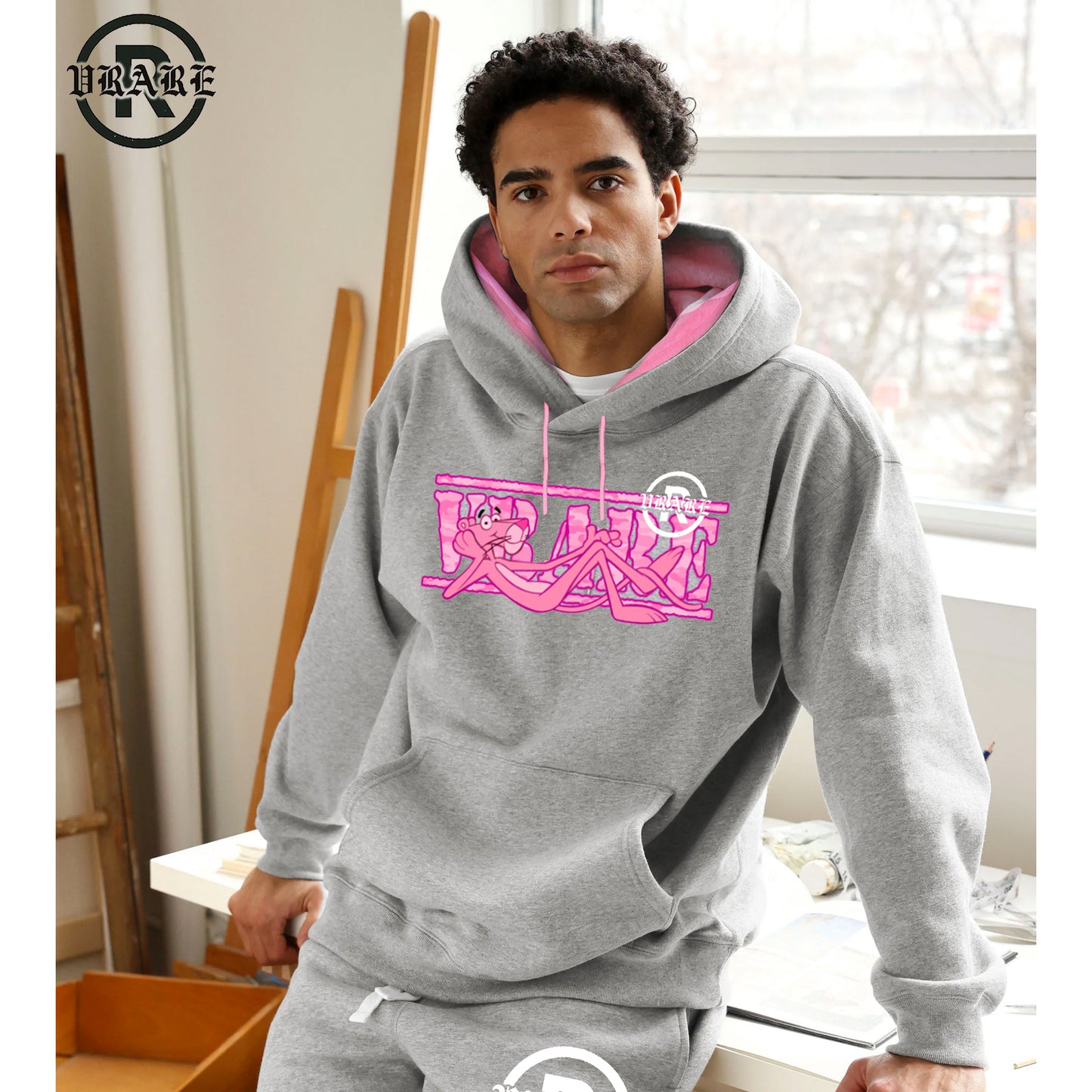 !NEW! - VRARE Box logo Pink contrast draw hoodie