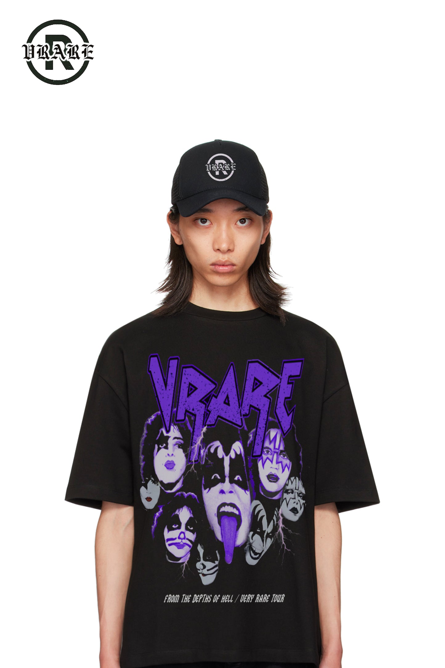 "Depths of Hell" - KI$$ band - Sun Fade Raw Edge heavy crew T-Shirt