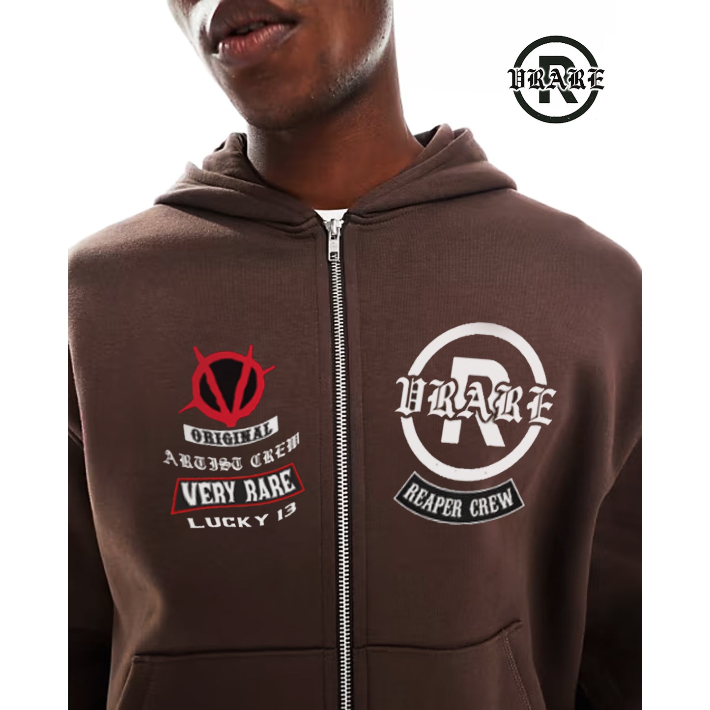 !NEW! - Biker brown Fleece Zip-up boxy hoodie
